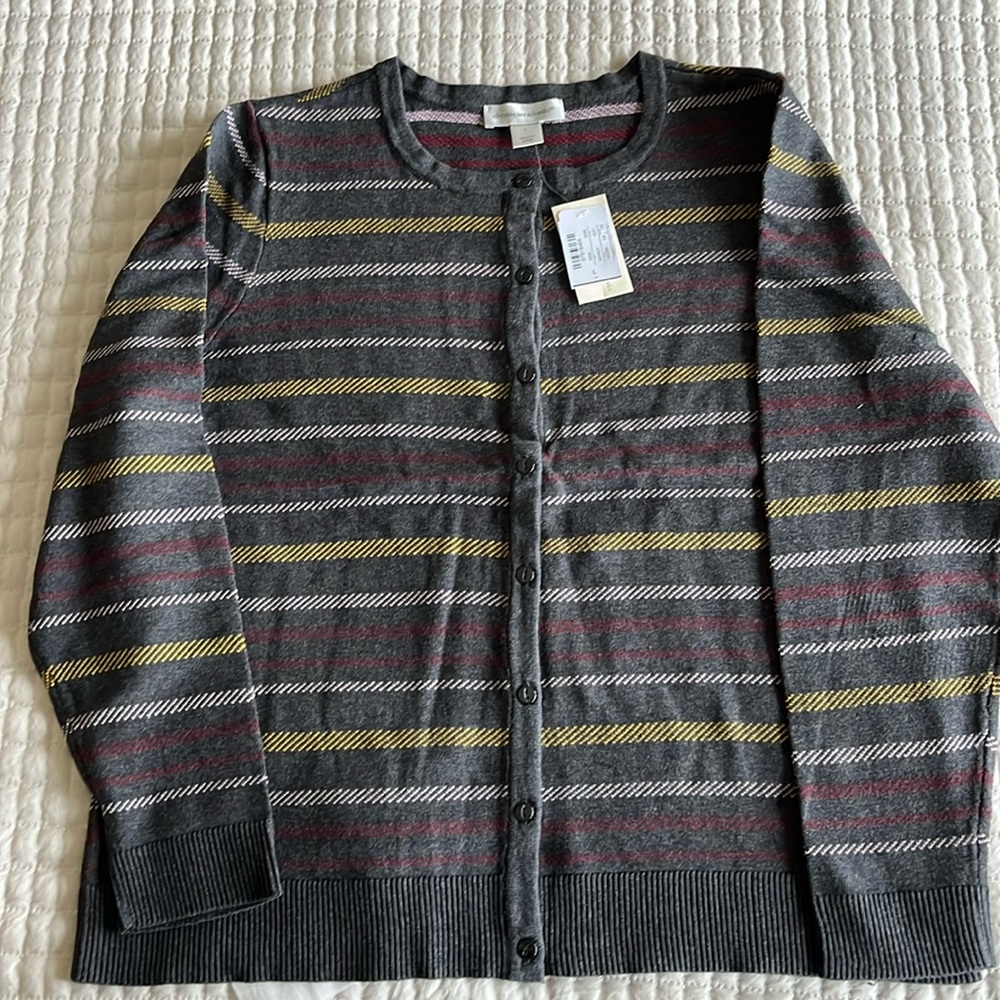 ! SOLD ! Christopher&Banks sweater - NWT - lightweight - size L grey w/stripes